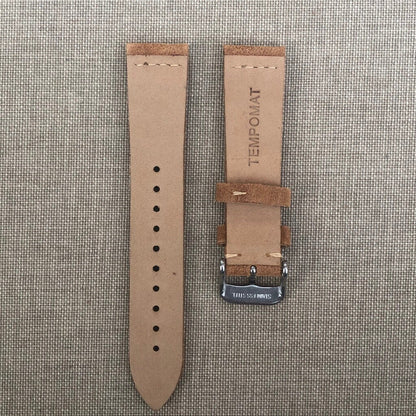 Tempomat Madrid, Camel Brown suede Leather Strap for Rolex & Omega, 20mm universal fit
