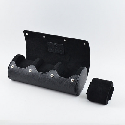 Tempomat Madrid, Full Black Saffiano leather watch roll for collectors