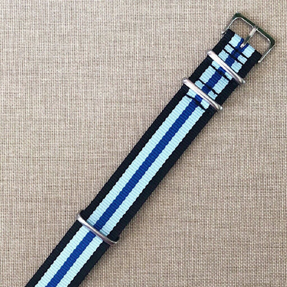 Tempomat Madrid, Black Blue Nato Strap for Rolex & Omega, 20mm universal fit
