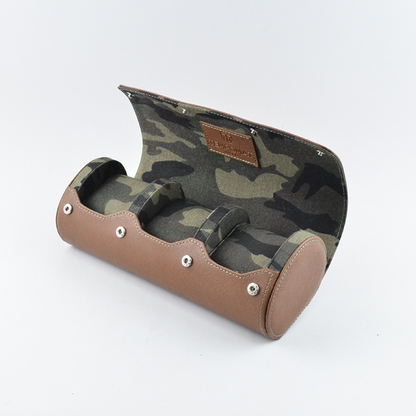 Tempomat Madrid, Brown Camouflage Saffiano leather watch roll for collectors