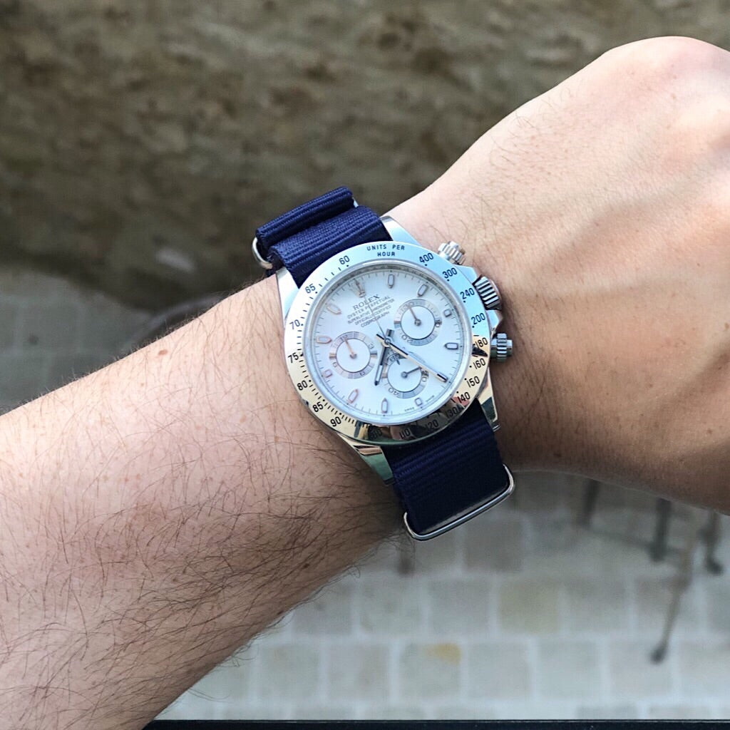 Tempomat Madrid, Navy Blue Nato Strap for Rolex & Omega, 20mm universal fit