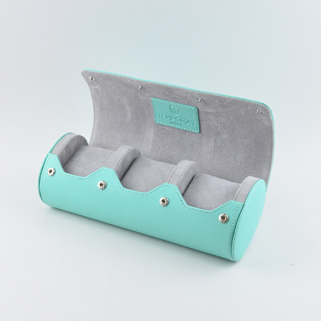 Tempomat Madrid, Tiffany Blue / Sky Blue Saffiano leather watch roll for collectors