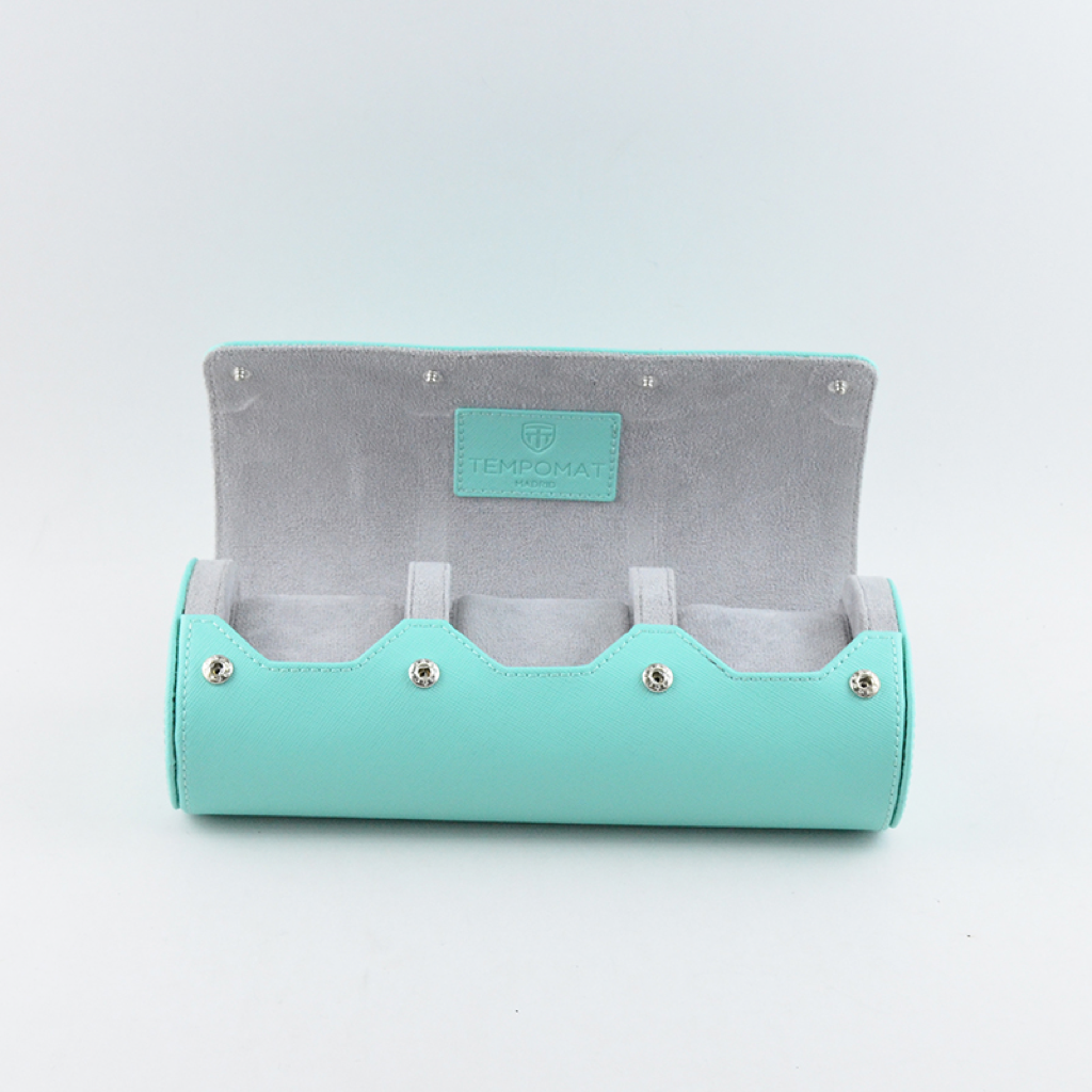 Tempomat Madrid, Tiffany Blue / Sky Blue Saffiano leather watch roll for collectors