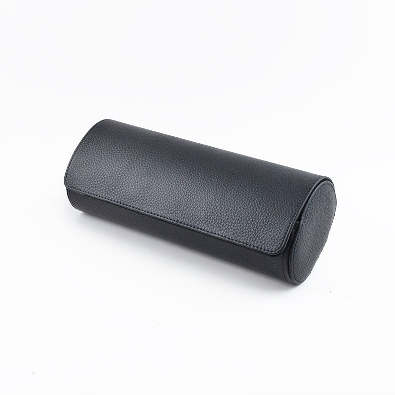 Tempomat Madrid, Full Black Natural leather watch roll for collectors
