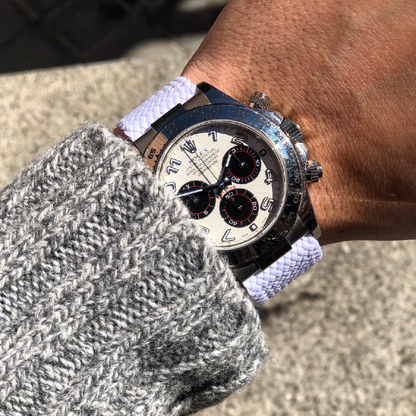 Tempomat Madrid, White Perlon Strap for Rolex & Omega, 20mm universal fit