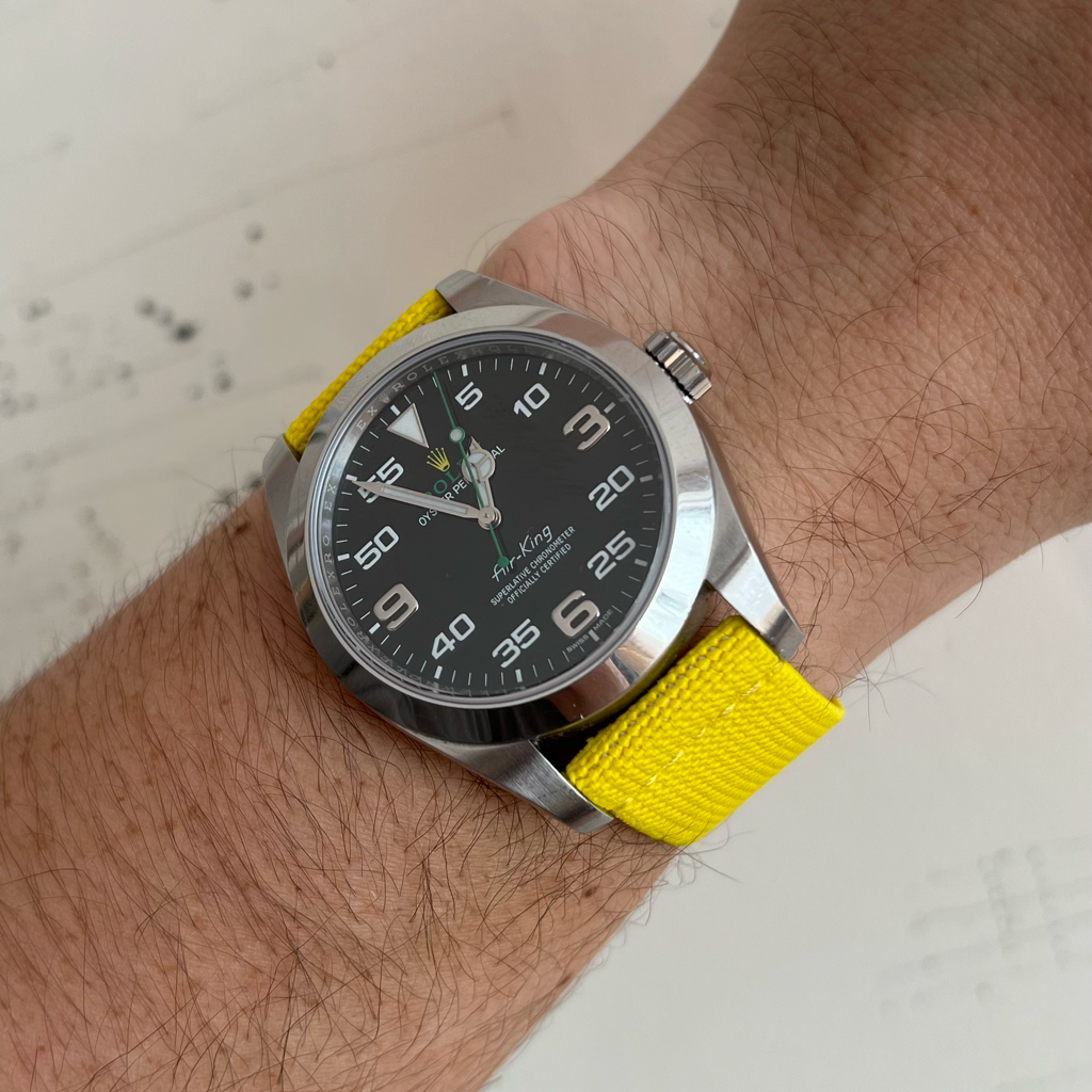 Tempomat Madrid, 20mm Yellow Elastic loop strap, universal fit, for rolex, omega, Moonswatch, omega x swatch and more