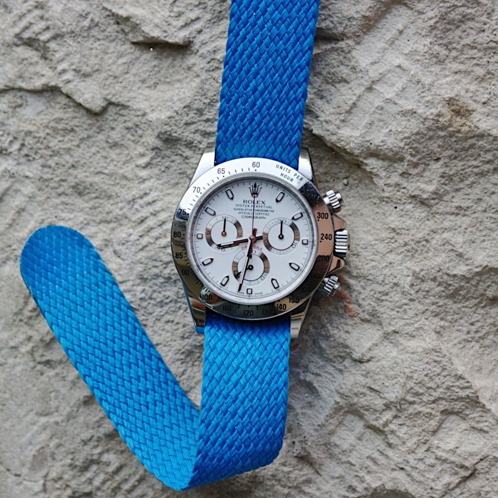 Tempomat Madrid, Blue Miami Perlon Strap for Rolex & Omega, 20mm universal fit