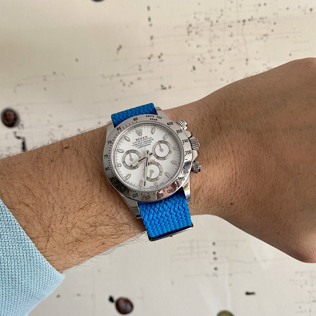Tempomat Madrid, Blue Miami Perlon Strap for Rolex & Omega, 20mm universal fit