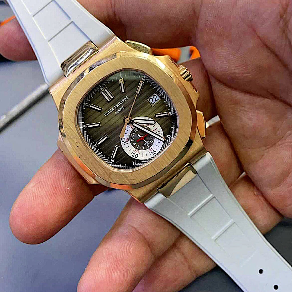 Tempomat Madrid, Grey FKM Vulcanized Rubber Strap for Patek Philippe Nautilus