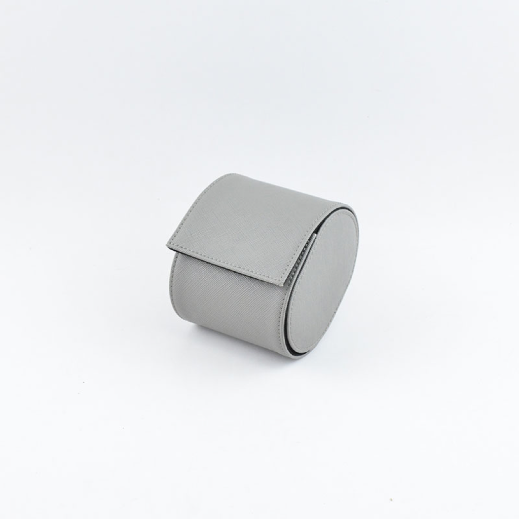Tempomat Madrid, Grey Saffiano leather watch roll for collectors