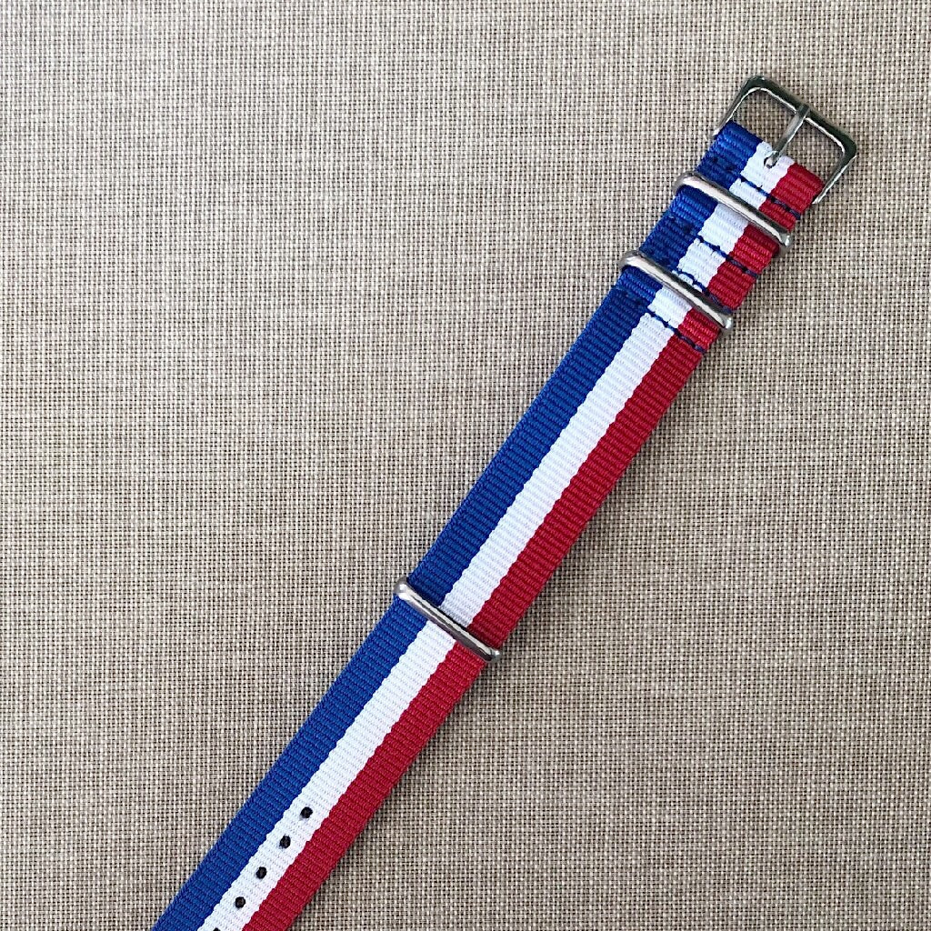 Tempomat Madrid, France Nato Strap for Rolex & Omega, 20mm universal fit