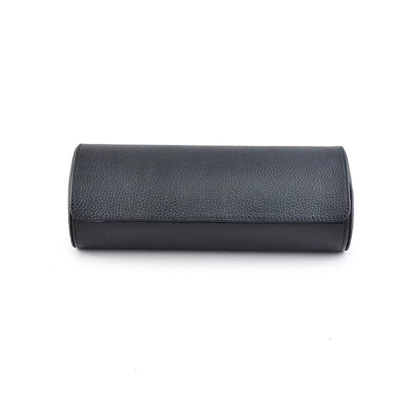 Tempomat Madrid, Full Black Natural leather watch roll for collectors